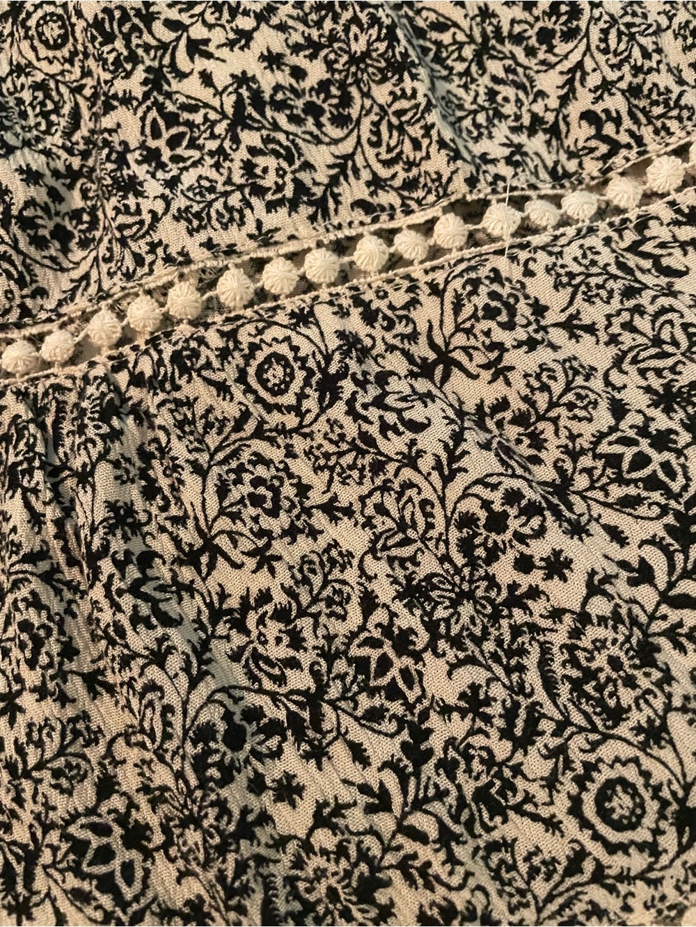 Maurices Navy and Cream Cold-Shoulder Boho Floral Peasant Top - Picture 8 of 11